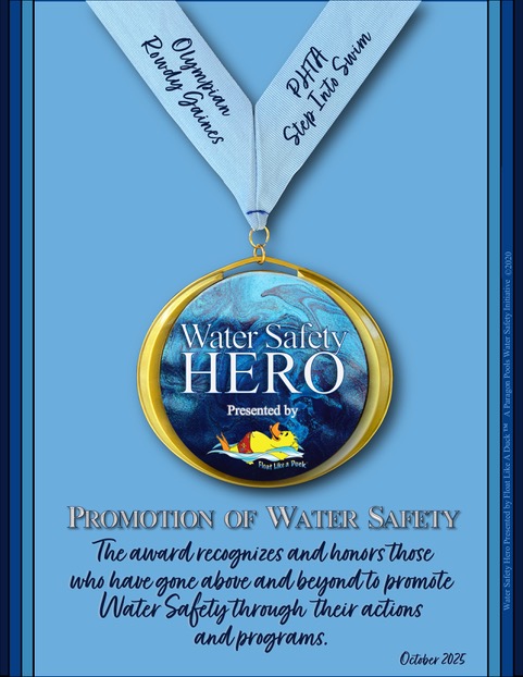 Float Like A Duck Presents Water Safety Hero Award to Rowdy Gaines 2 float wsha gaines